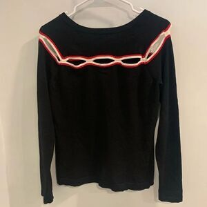525 America Black Sweater with Red and White Trim